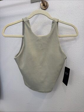 BYLT Basics Ribbed Crop Tank in Sage Green size small with built in bra